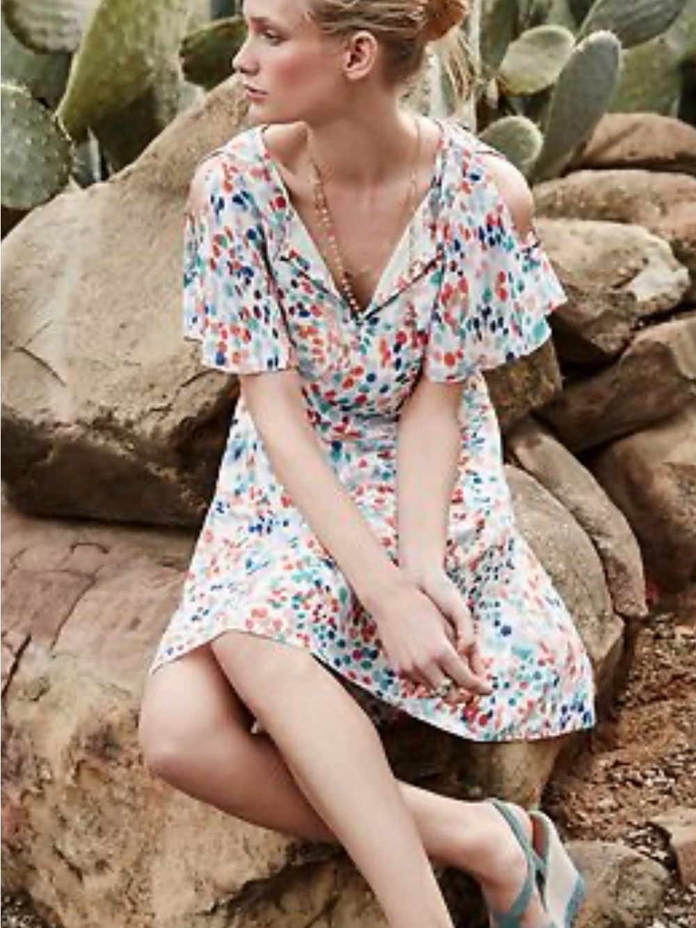 Anthropologie Maeve Fluttered Watercolor Dress